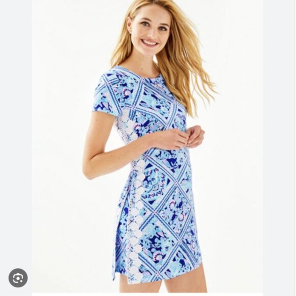 Lilly Pulitzer Blanca Stretch Romper in Zanzibar Blue Vacation Resortwear Sz 4 - Picture 1 of 7
